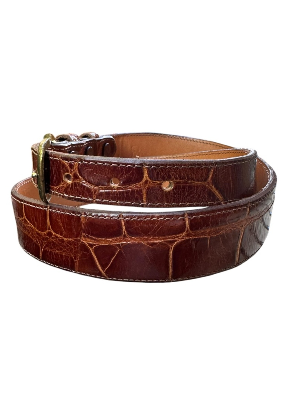 Genuine Vintage CHACON Cognac Brown Alligator Leather Western Size 30 Unisex
